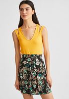 Women Yellow Sleeveless Crop Top