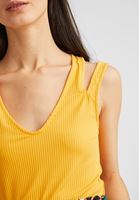 Women Yellow Sleeveless Crop Top