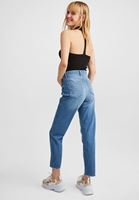 Bayan Mavi Yüksek Bel Mom Jeans