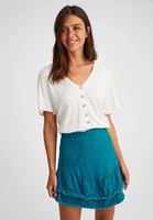 Women Blue Mini Skirt with Fringes