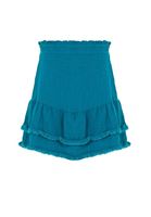 Women Blue Mini Skirt with Fringes