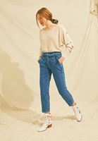 Women Blue High-Waist Belted Jeans