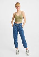 Women Blue High-Waist Belted Jeans