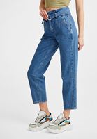 Women Blue High-Waist Belted Jeans