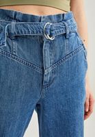 Women Blue High-Waist Belted Jeans