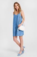 Bayan Mavi İnce Askılı Denim Elbise ( TENCEL™ )