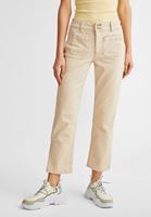Bayan Krem Yüksek Bel Crop Straight Jean