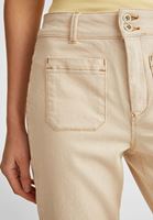 Bayan Krem Yüksek Bel Crop Straight Jean
