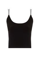 Bayan Siyah U Yaka Dikişsiz Crop Top