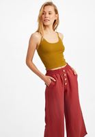 Bayan Kahverengi U Yaka Dikişsiz Crop Top