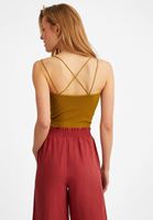 Bayan Kahverengi U Yaka Dikişsiz Crop Top