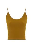 Bayan Kahverengi U Yaka Dikişsiz Crop Top