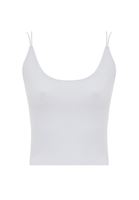 Bayan Beyaz U Yaka Dikişsiz Crop Top