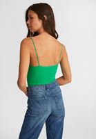 Women Green Seamless Crop Top with V Neck