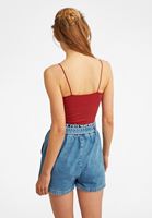 Women Bordeaux Seamless Crop Top with V Neck