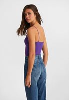 Women Purple Seamless Crop Top with V Neck