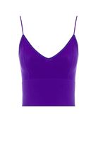 Women Purple Seamless Crop Top with V Neck