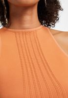 Bayan Turuncu Halter Yaka Dikişsiz Crop Top 