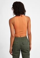Bayan Turuncu Halter Yaka Dikişsiz Crop Top 