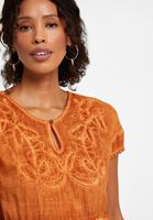 Women Orange Embroidery Mini Dress