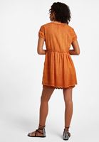 Women Orange Embroidery Mini Dress