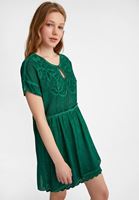 Women Green Embroidery Mini Dress