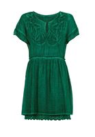 Women Green Embroidery Mini Dress