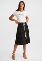 Women Black Buttoned Midi Skirt