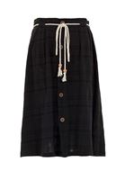 Women Black Buttoned Midi Skirt