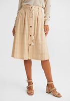 Women Cream Buttoned Midi Skirt