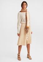 Women Cream Buttoned Midi Skirt