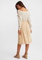 Women Cream Buttoned Midi Skirt