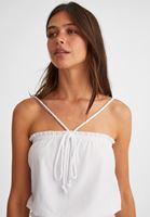 Women White Top with Drawstrings