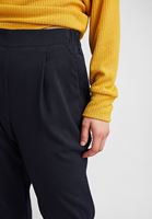Bayan Lacivert Beli Lastikli Pileli Pantolon