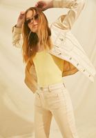 Bayan Krem Boyfriend Denim Ceket