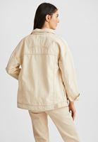 Bayan Krem Boyfriend Denim Ceket