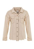 Bayan Krem Boyfriend Denim Ceket