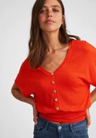 Bayan Kırmızı Beli Lastikli Crop Bluz