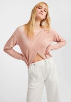 Bayan Pembe Kruvaze Crop Kazak
