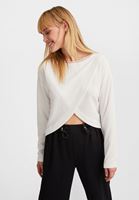 Bayan Krem Kruvaze Crop Kazak