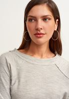 Bayan Gri Dikiş Detaylı Boat-Neck Sweatshirt
