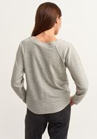 Bayan Gri Dikiş Detaylı Boat-Neck Sweatshirt