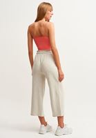 Bayan Gri Büzgülü High-Rise Culotte Pantolon