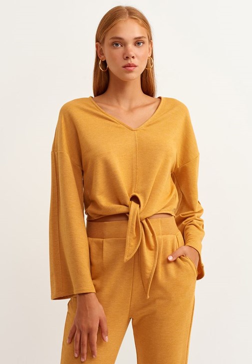 Batik Sweat Elbise ve Bağcıklı Postal Kombini