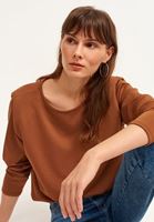 Bayan Kahverengi Zero-Neck Vatkalı Sweatshirt