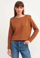 Bayan Kahverengi Zero-Neck Vatkalı Sweatshirt