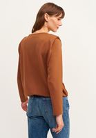 Bayan Kahverengi Zero-Neck Vatkalı Sweatshirt