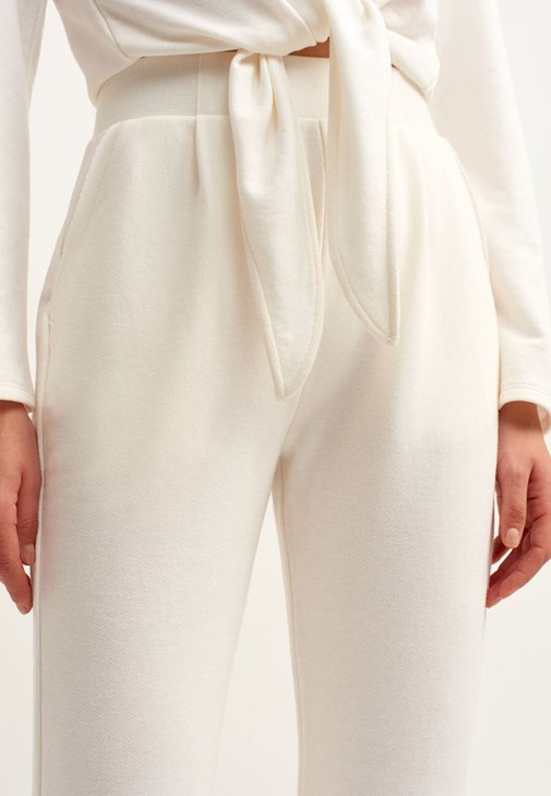 Pileli Sweat Pantolon ve Crop Sweat Kombini