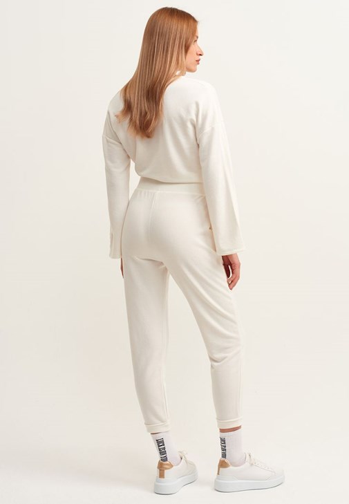 Pileli Sweat Pantolon ve Crop Sweat Kombini