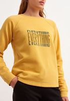 Bayan Sarı Artwork Baskılı Crop Sweatshirt